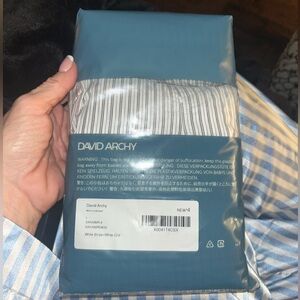 David Archy White Stripe-Blue Grid Boxer Brief Sz L